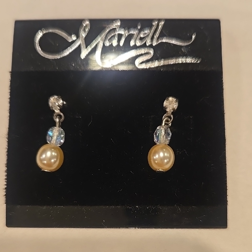 Mariell Pearl and Crystal Earrings